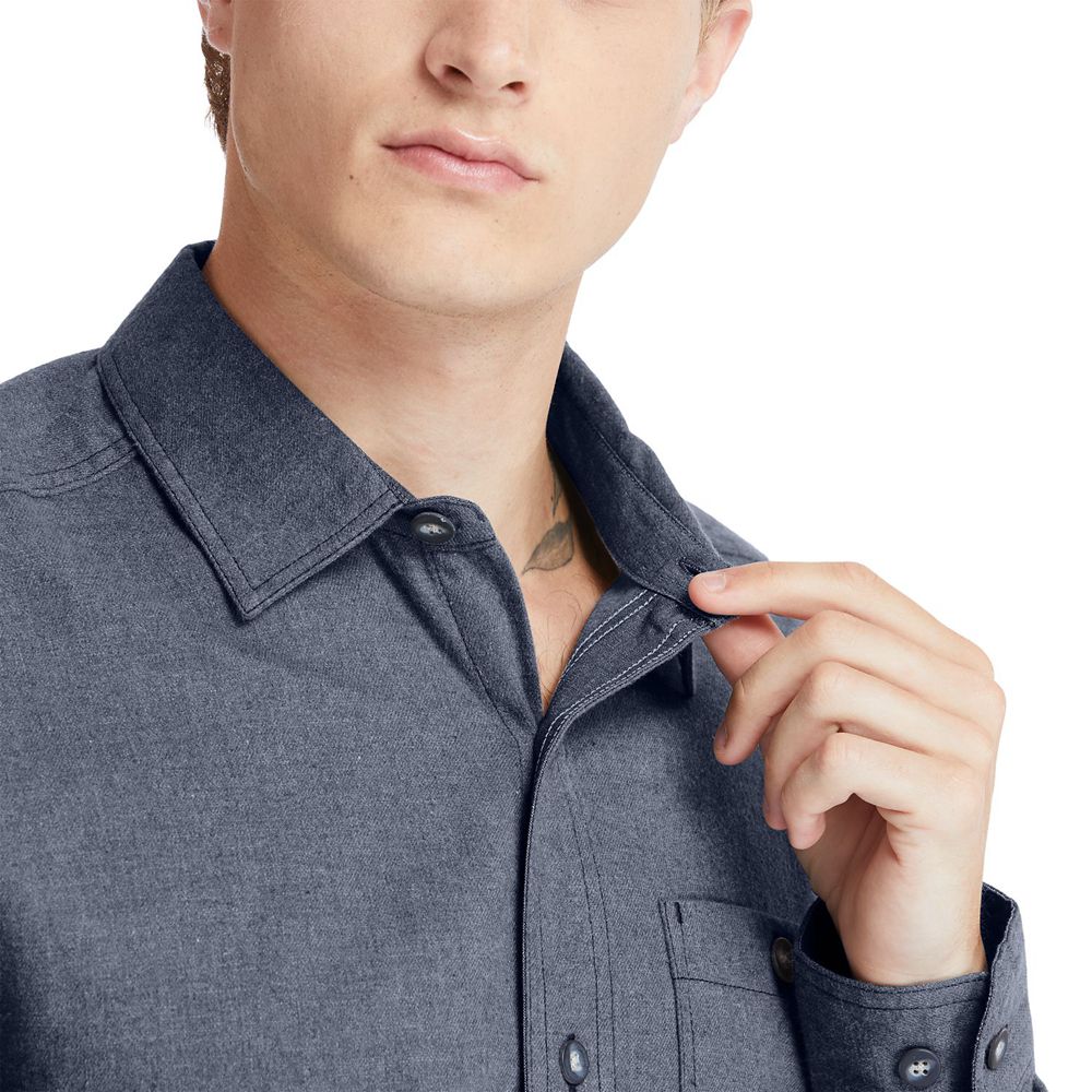 Camisa Timberland Hombre Pro® Woodfort Midweight Flannel Work Azul Marino - Chile THR-894375
